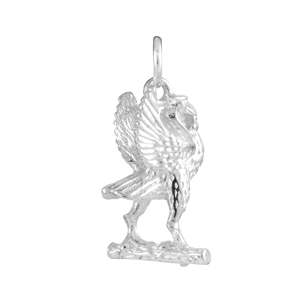 Sterling Silver Liver Bird on Branch Charm