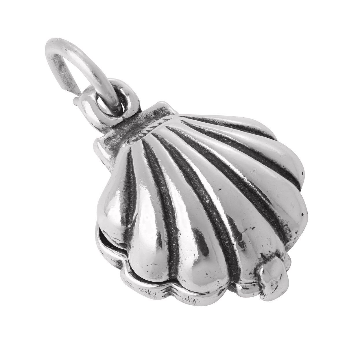 Sterling Silver Moveable Shell Charm With Faux Pearl