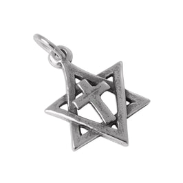 Sterling Silver Star of David and Cross Charm