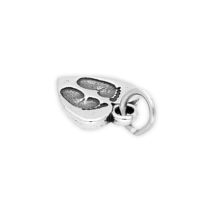 Sterling Silver Heart With Baby Feet Charm
