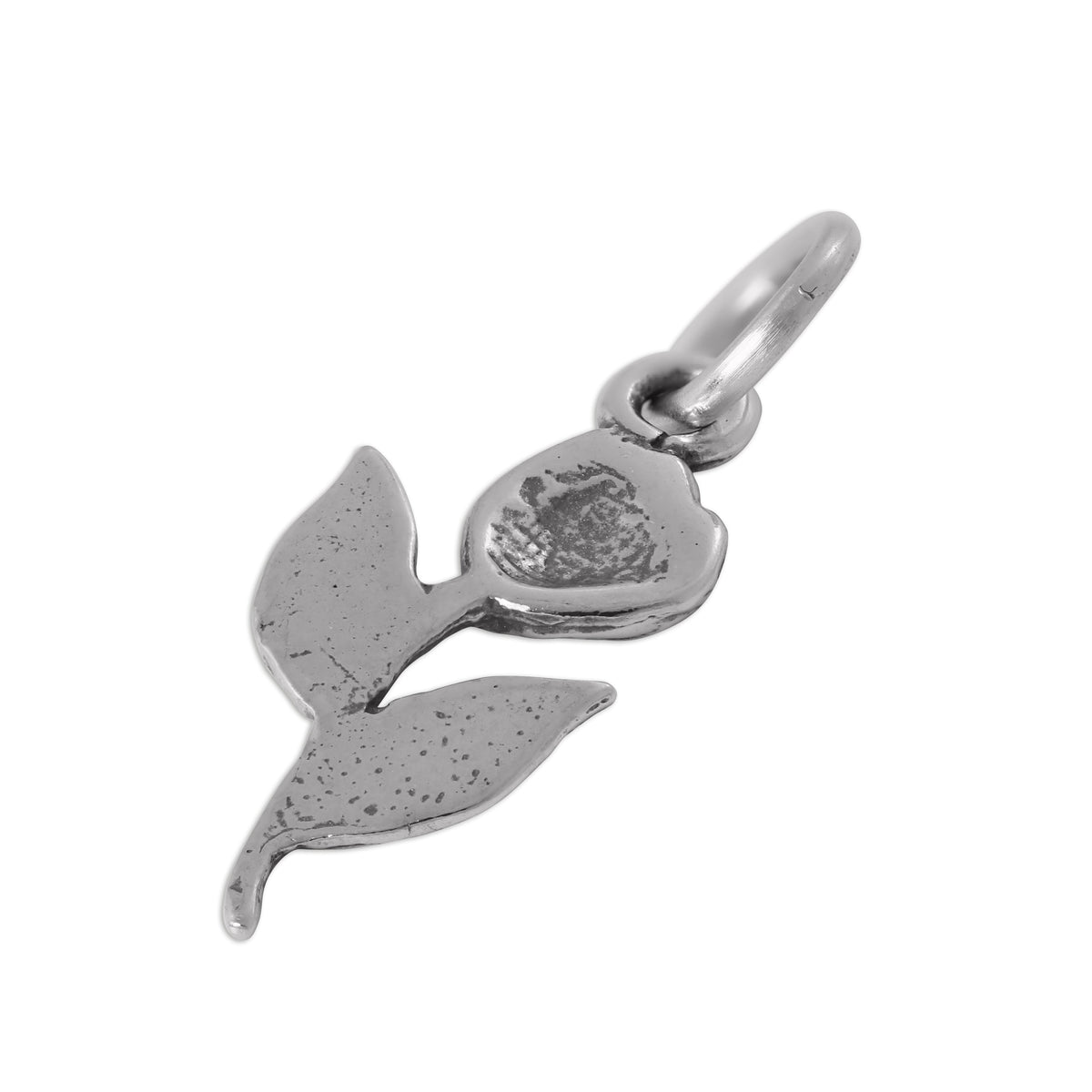 Sterling Silver Rose Charm With Stem