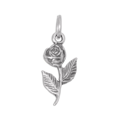 Sterling Silver Rose Charm With Stem