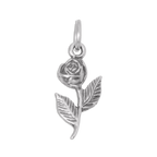 Sterling Silver Rose Charm With Stem