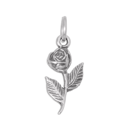 Sterling Silver Rose Charm With Stem