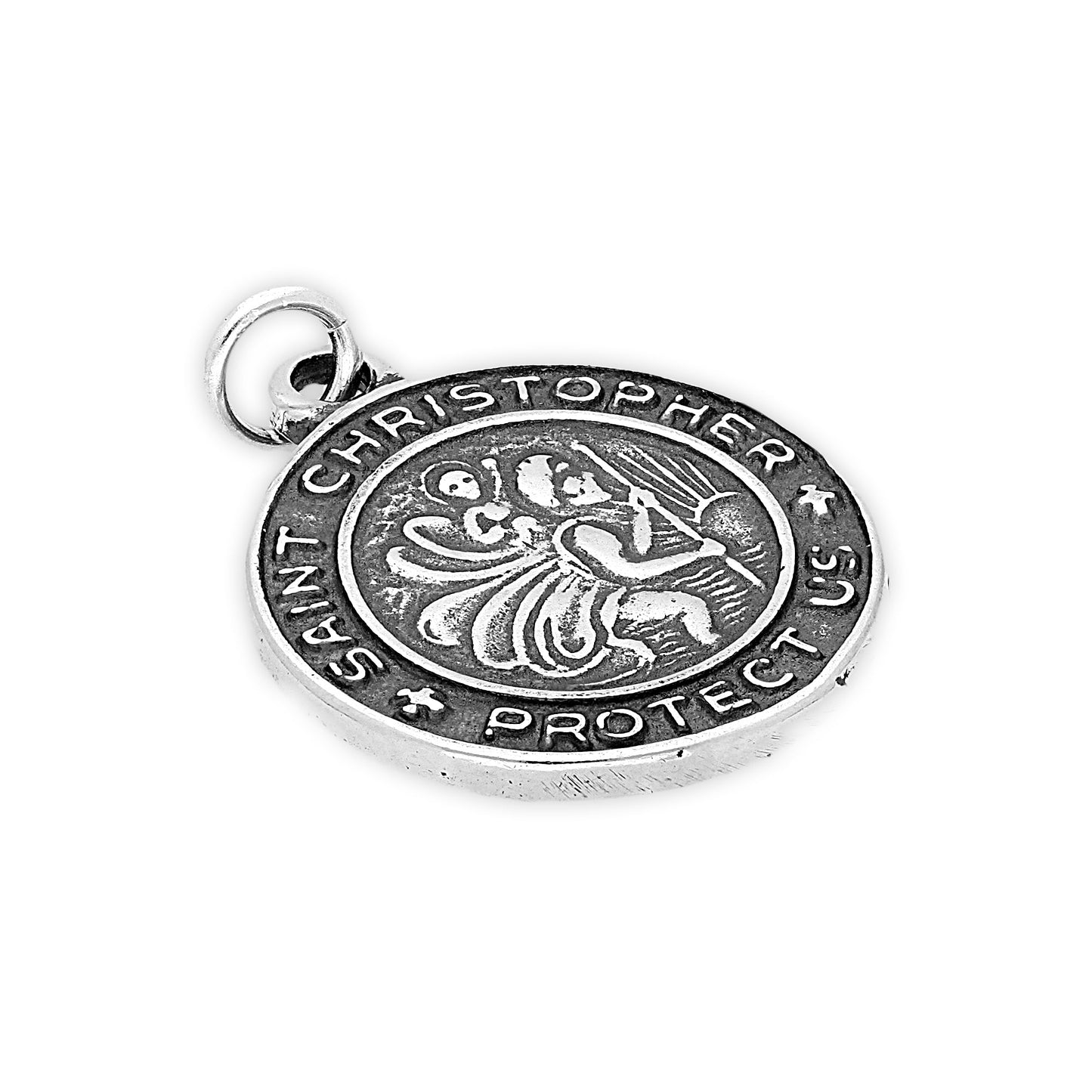Sterling Silver Round St Christopher Charm