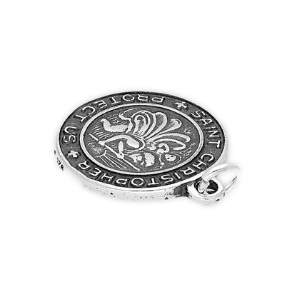 Sterling Silver Round St Christopher Charm