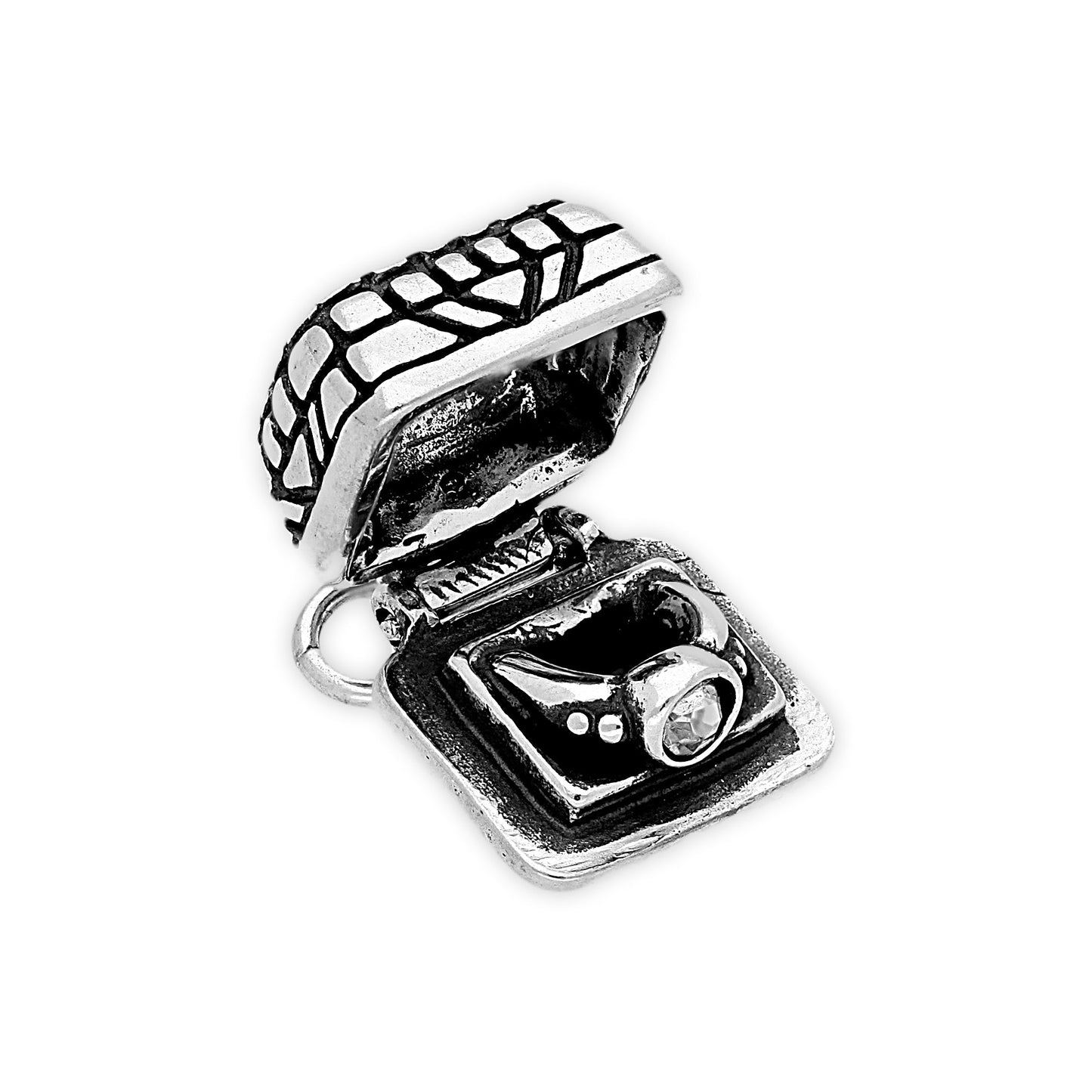 Sterling Silver Gift Box With Engagement Ring Charm