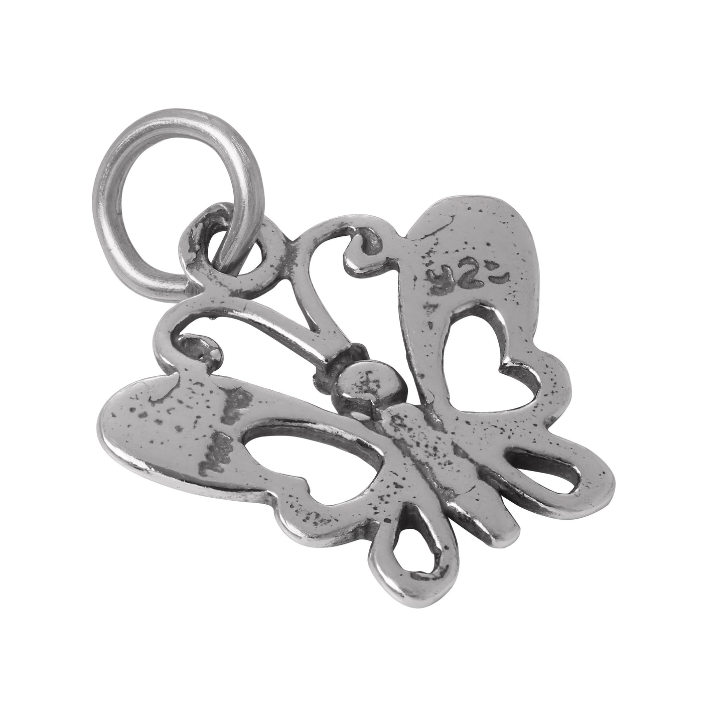 Sterling Silver Butterfly With Heart Wings
