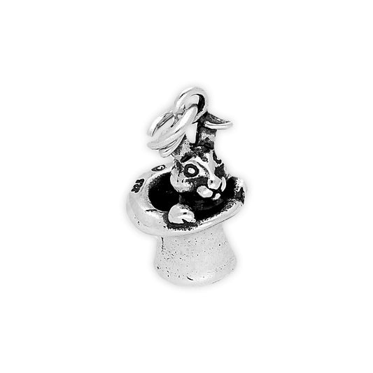 Sterling Silver Magic Rabbit in Hat Charm