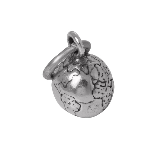 Sterling Silver 3D Globe Charm