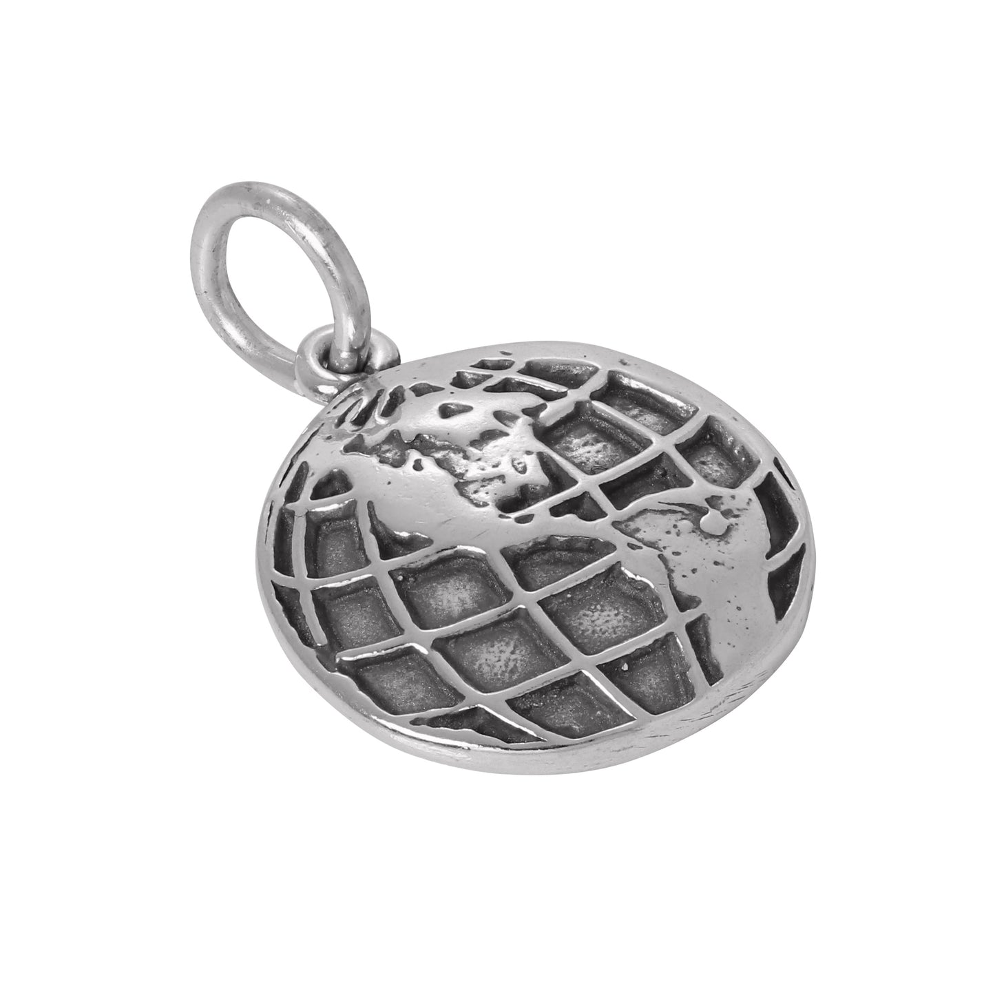 Sterling Silver 2D Globe Charm