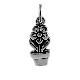 Sterling Silver Flower Pot Charm