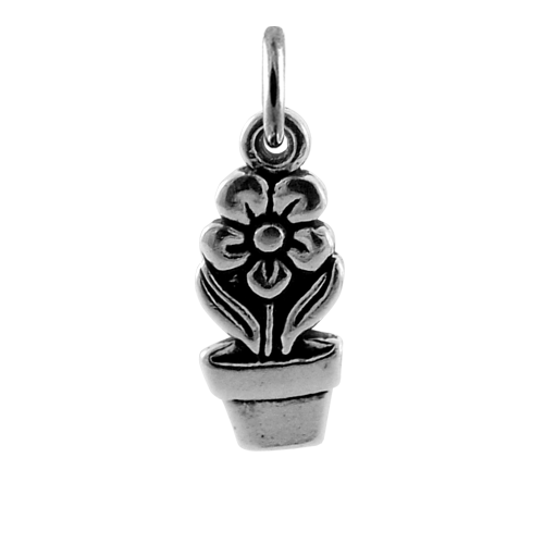 Sterling Silver Flower Pot Charm
