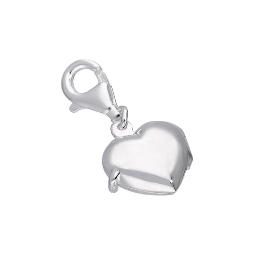 Sterling Silver Engravable Heart Locket Clip on Charm