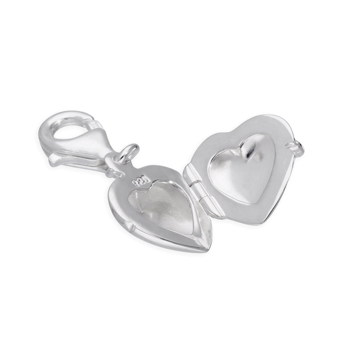 Sterling Silver Engravable Heart Locket Clip on Charm