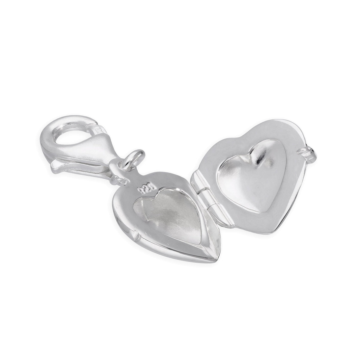 Sterling Silver Engravable Heart Locket Clip on Charm