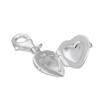 Sterling Silver Engravable Heart Locket Clip on Charm