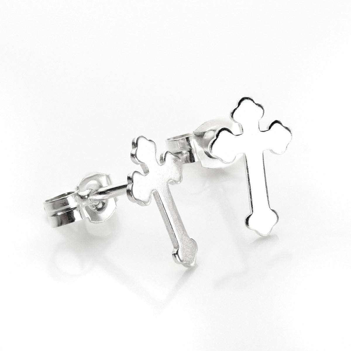 Sterling Silver Small Cross Stud Earrings