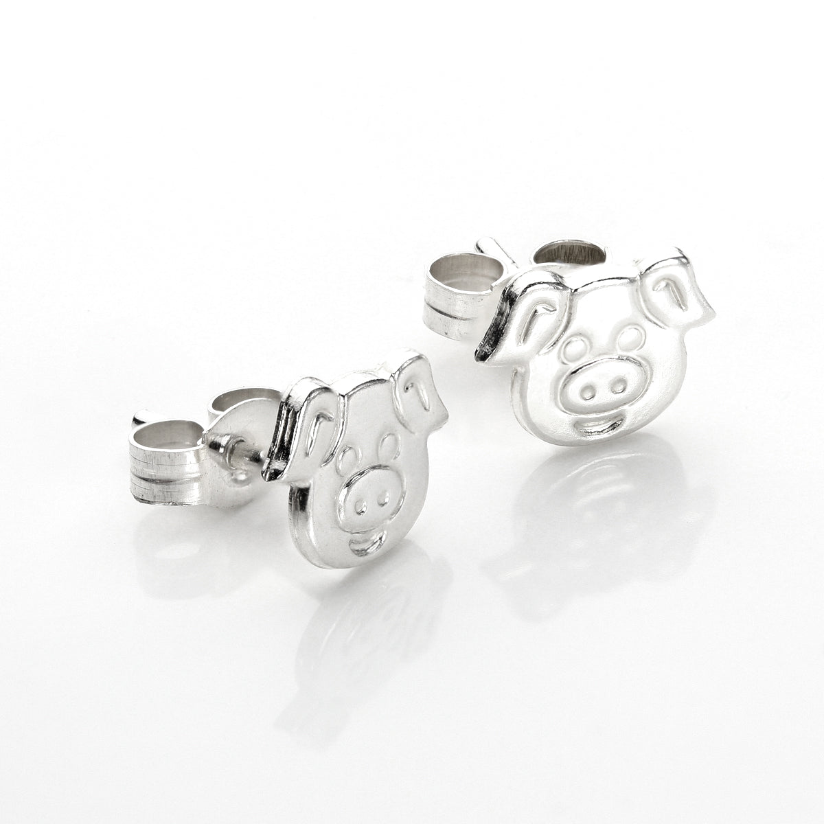 Sterling Silver Pig Stud Earrings