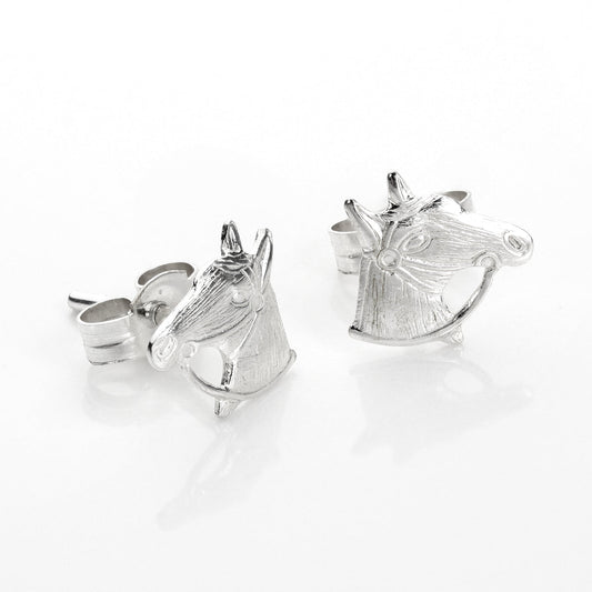 Sterling Silver Horse Head Stud Earrings