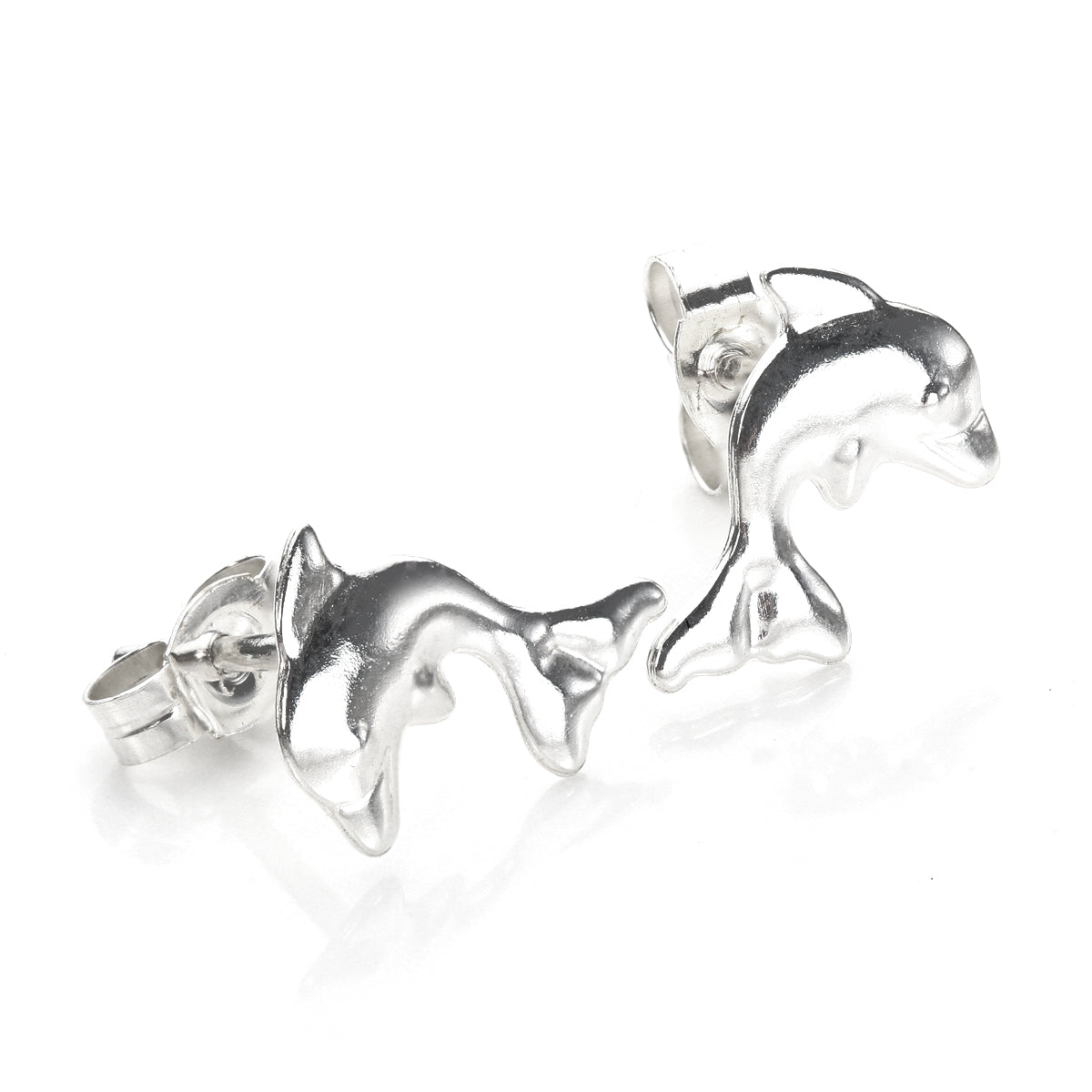 Sterling Silver Dolphin Stud Earrings