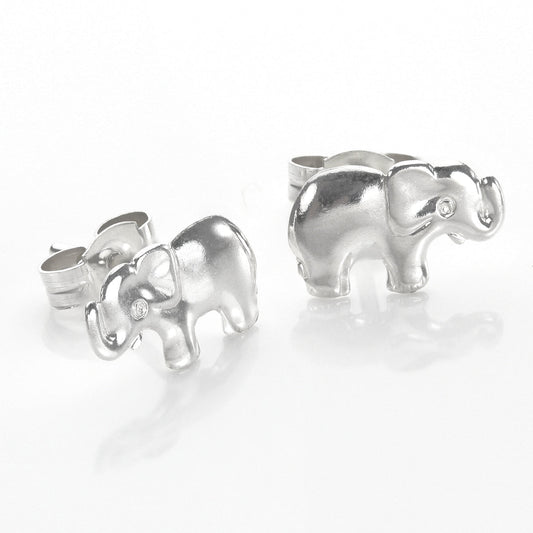 Sterling Silver Cute Elephant Stud Earrings