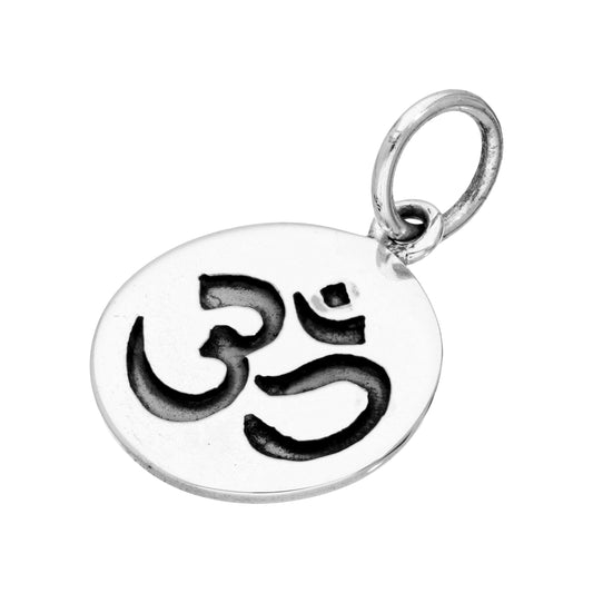Sterling Silver Round Omh Charm