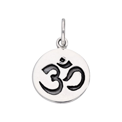 Sterling Silver Round Omh Charm