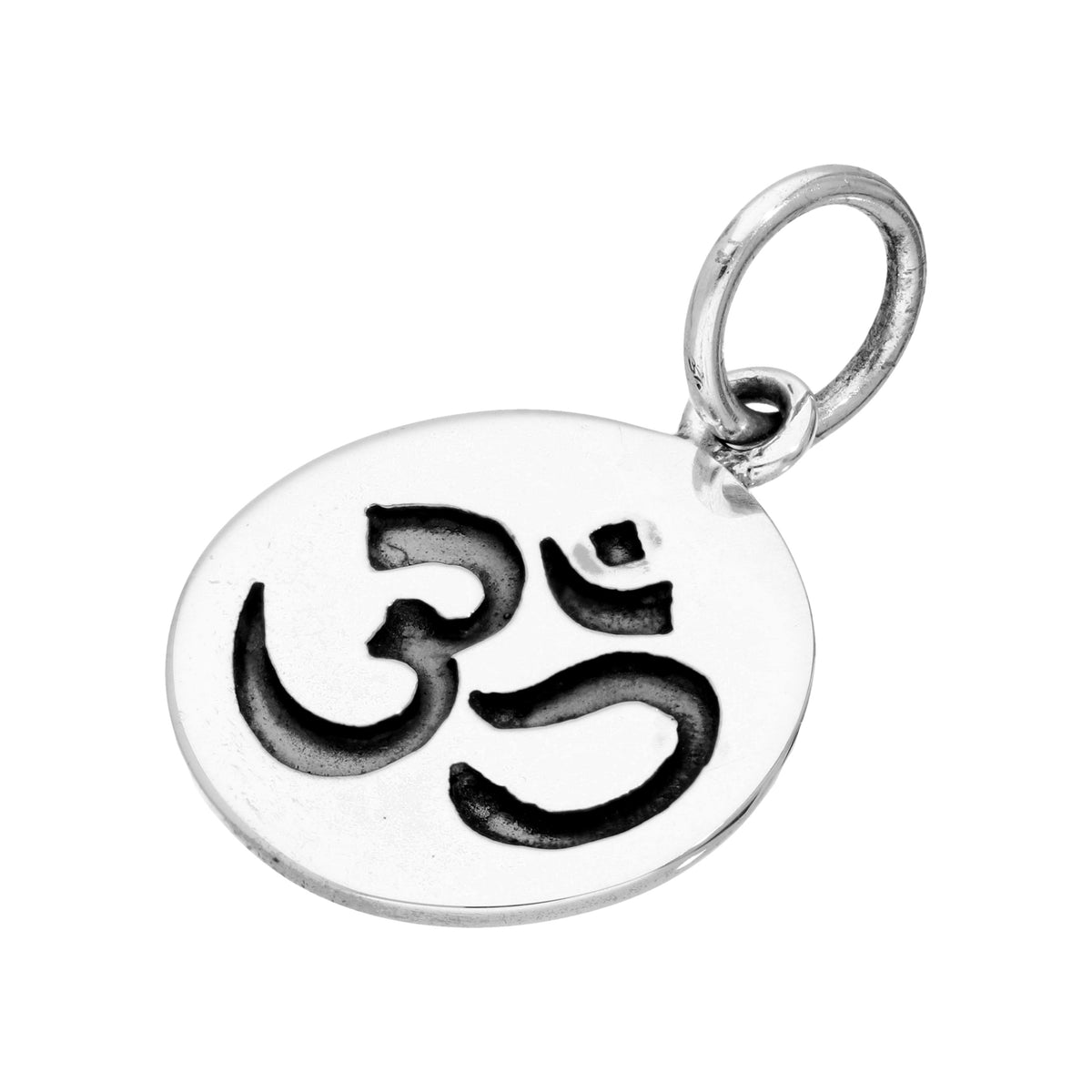 Sterling Silver Round Omh Charm