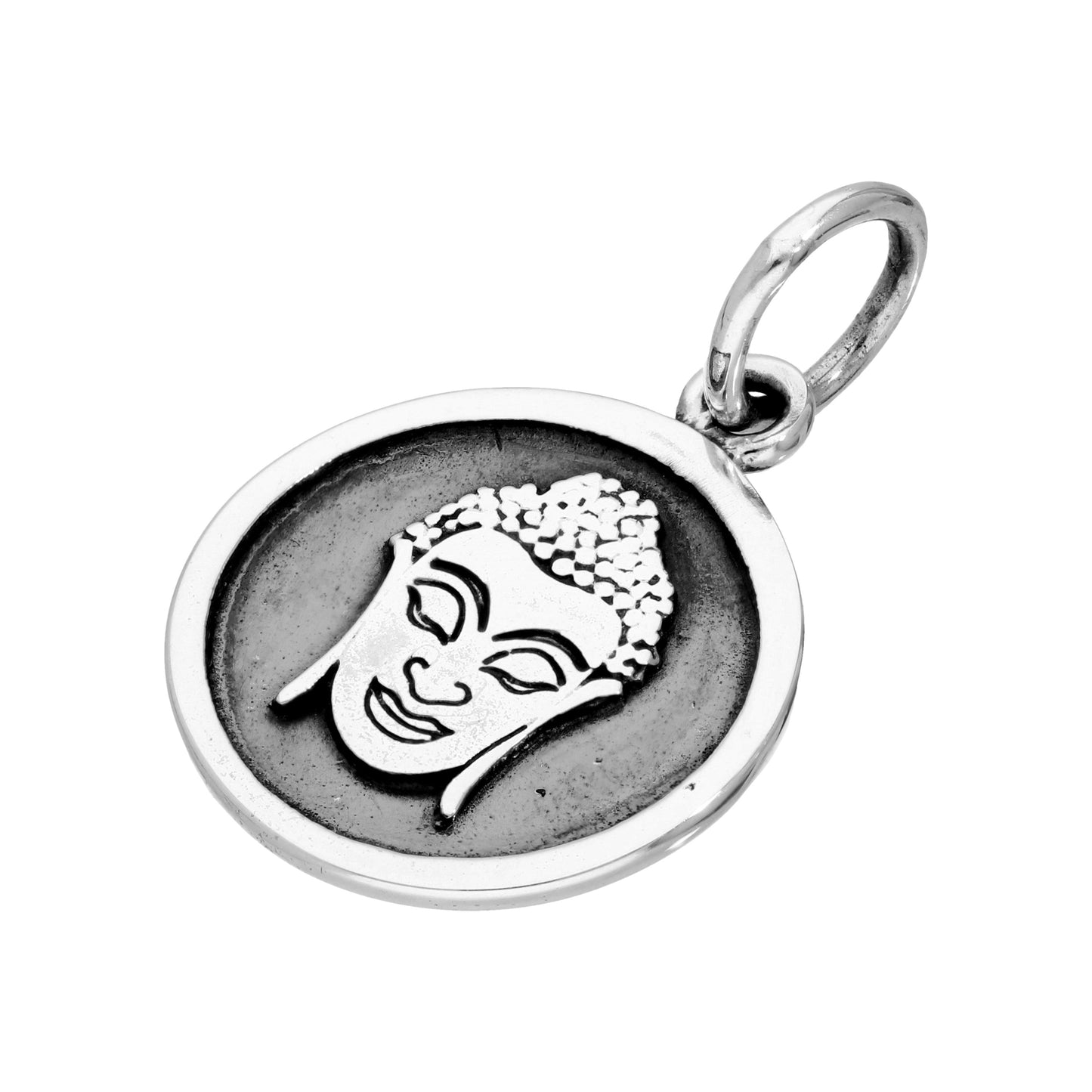 Sterling Silver Round Buddha Face Charm