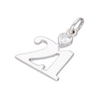 Sterling Silver 21 Charm with Clear CZ Crystal Heart