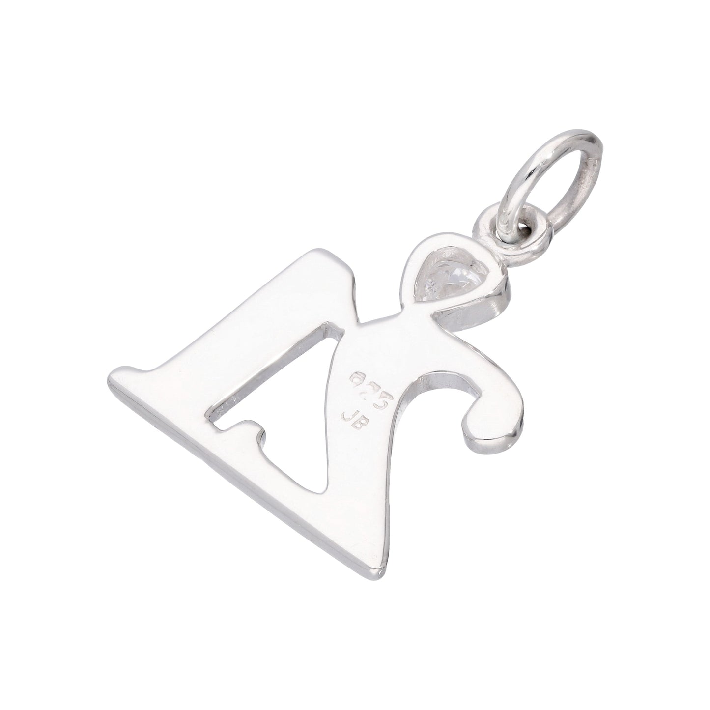 Sterling Silver 21 Charm with Clear CZ Crystal Heart