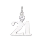 Sterling Silver 21 Charm with Clear CZ Crystal Heart