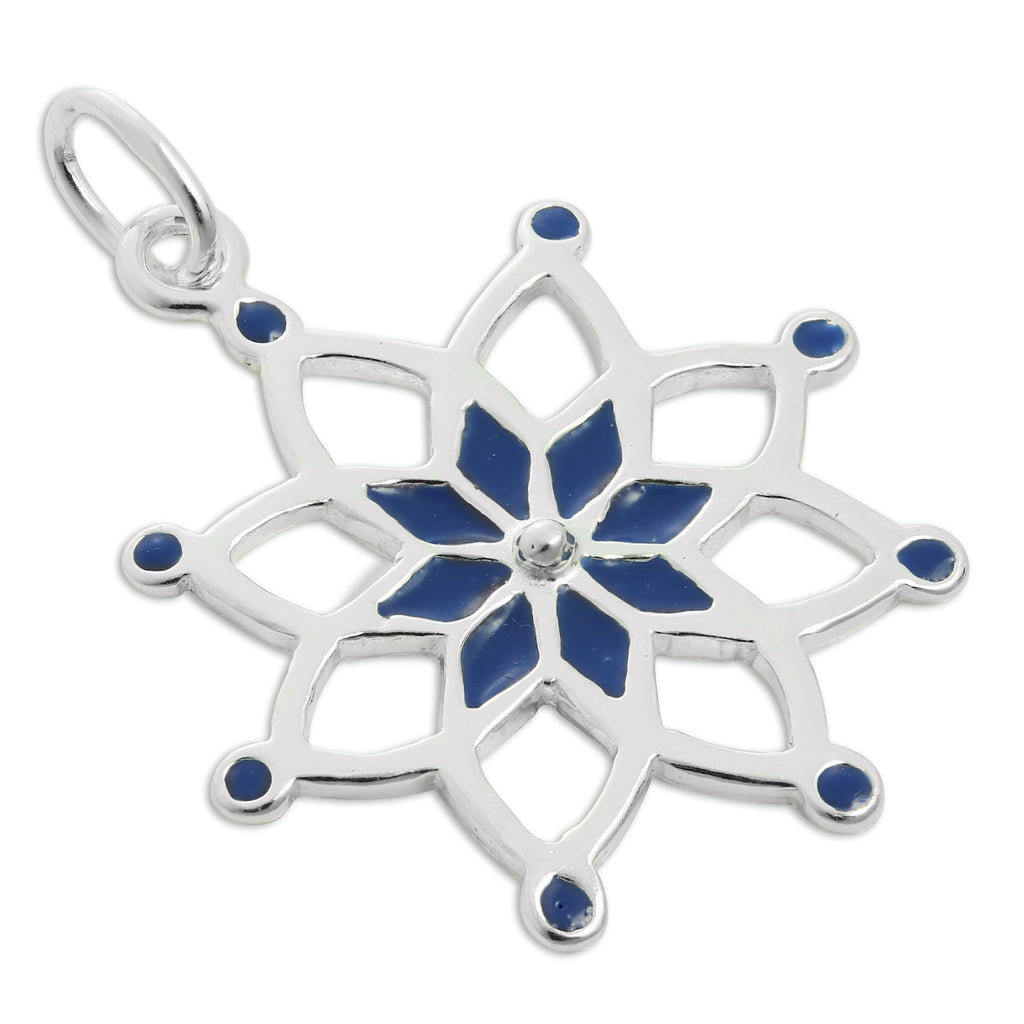 Sterling Silver & Blue Enamel Dream Catcher Charm