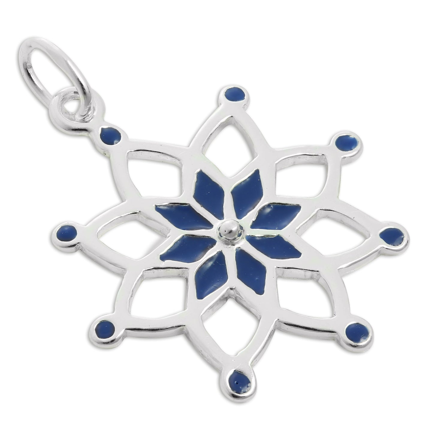 Sterling Silver & Blue Enamel Dream Catcher Charm