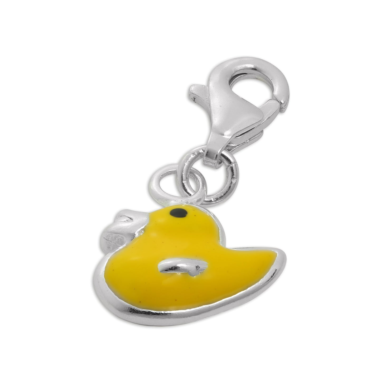 Sterling Silver & Yellow Enamel Duck Clip on Charm
