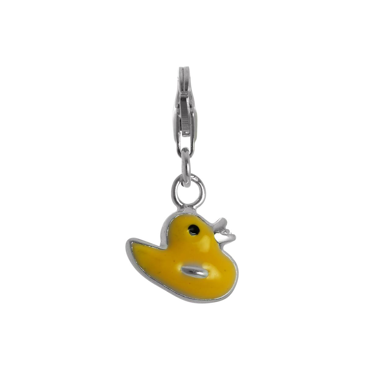 Sterling Silver & Yellow Enamel Duck Clip on Charm