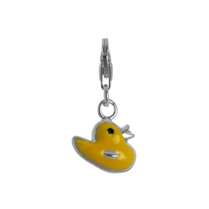 Sterling Silver & Yellow Enamel Duck Clip on Charm