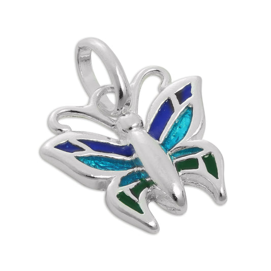 Sterling Silver & Enamel Butterfly Charm