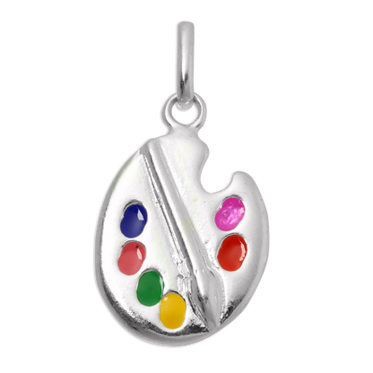 Sterling Silver & Enamel Artist's Palette Charm