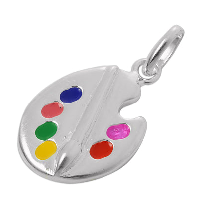 Sterling Silver & Enamel Artist's Palette Charm