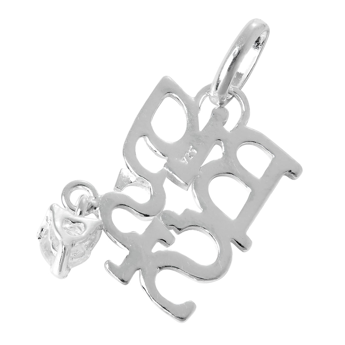 Sterling Silver Big Sis Charm with CZ Crystal Heart