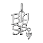 Sterling Silver Big Sis Charm with CZ Crystal Heart