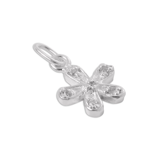 Sterling Silver & CZ Crystal Flower Charm