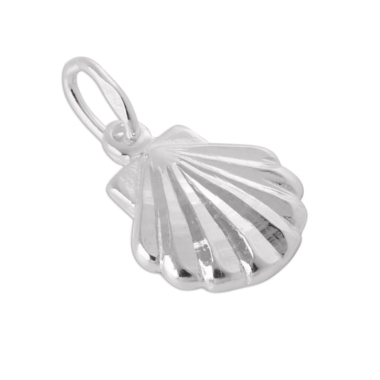 Sterling Silver Diamond Cut Sea Shell Charm