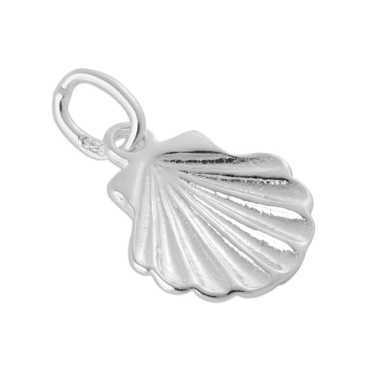 Sterling Silver Diamond Cut Sea Shell Charm