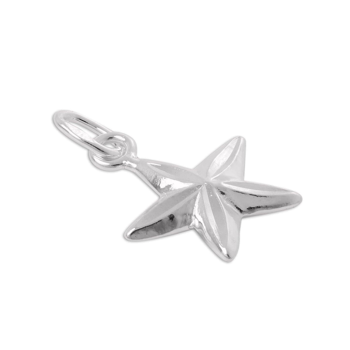 Sterling Silver Diamond Cut Star Charm