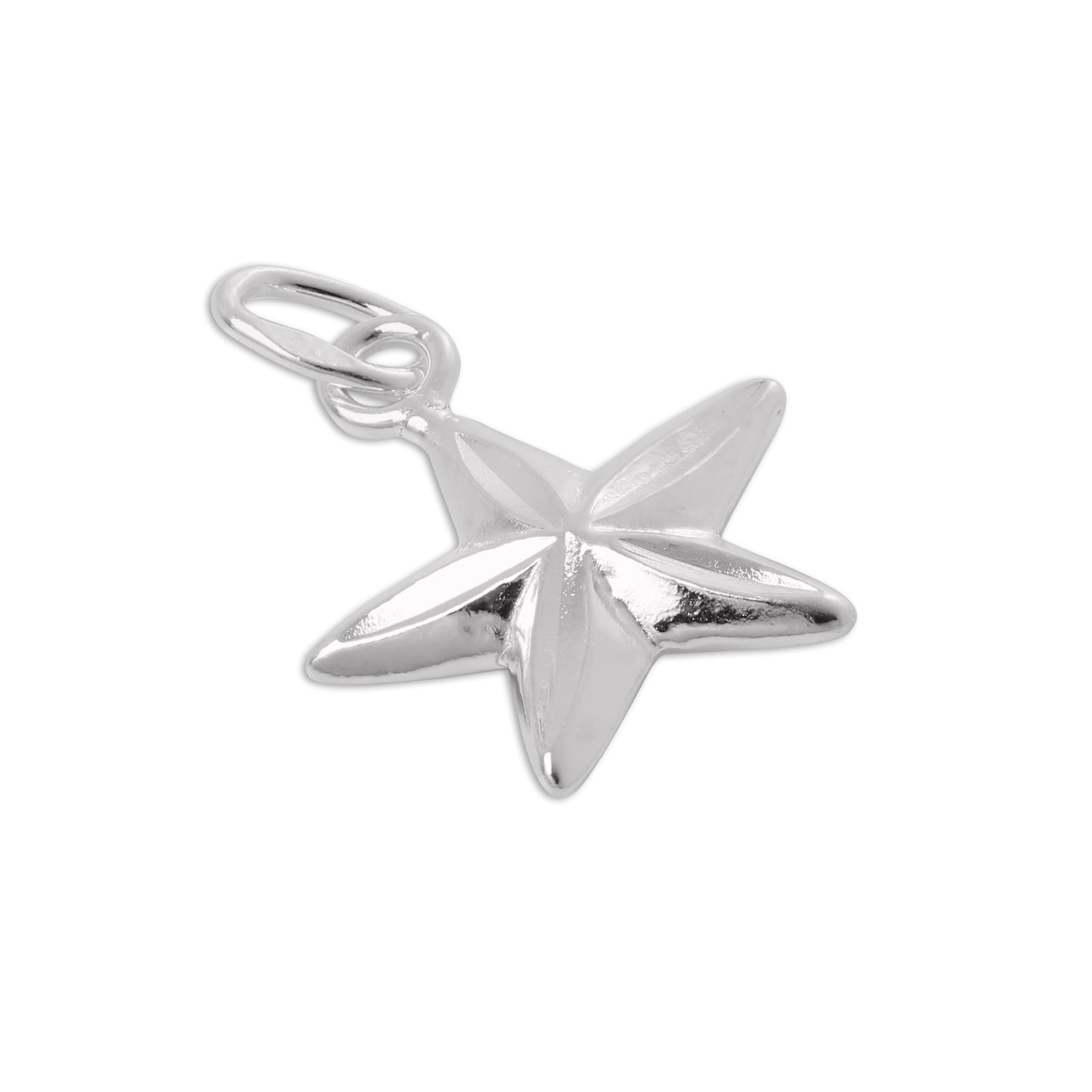 Sterling Silver Diamond Cut Star Charm