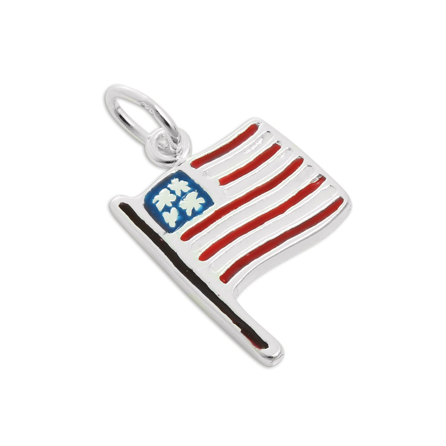 Sterling Silver & Enamel American Flag Charm