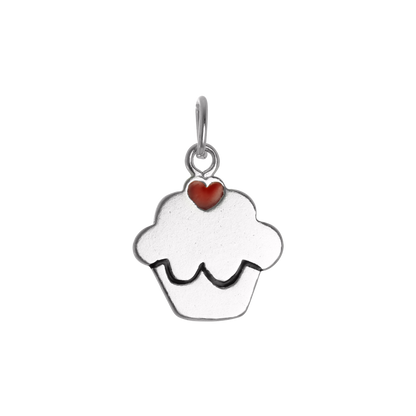 Sterling Silver & Enamel Cup Cake Charm